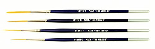 Set of 4 Size 0-4 Series 444VII The Virus II Scrolling Script Pinstriping Brush with Soft Golden Synthetic Hair