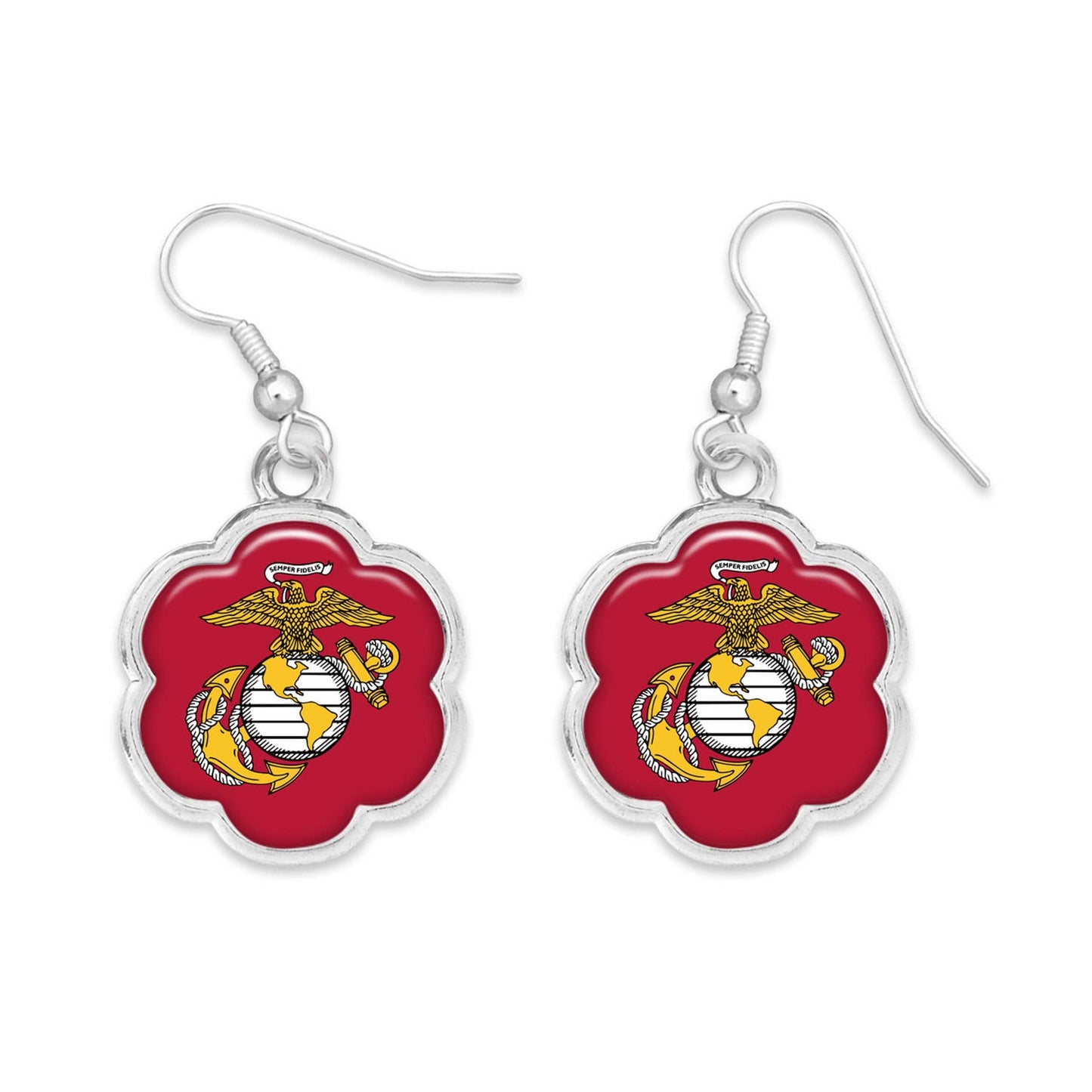 U.S. Marines Hazel Silver Earrings Jewelry Gift USMC