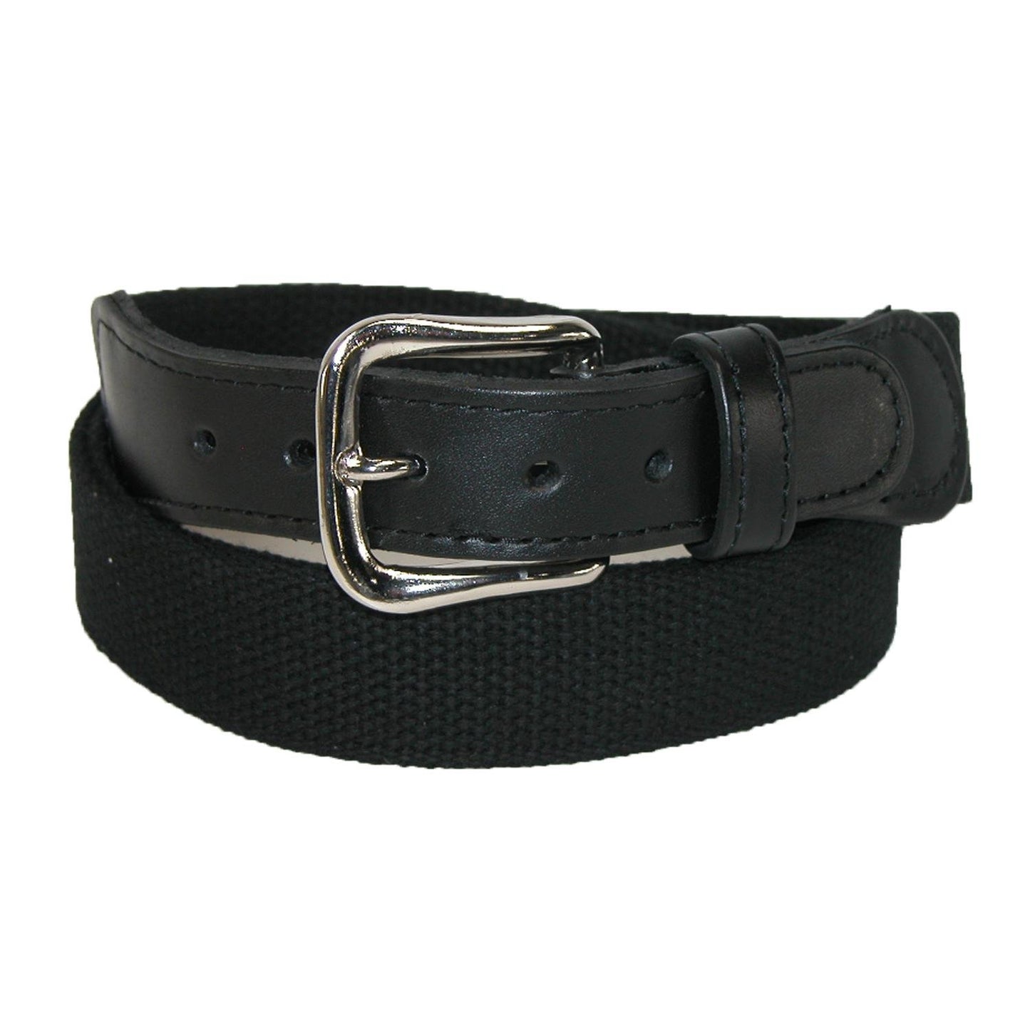 Boston Leather Men's Cotton Web Belt with Leather Tabs, 40, Black