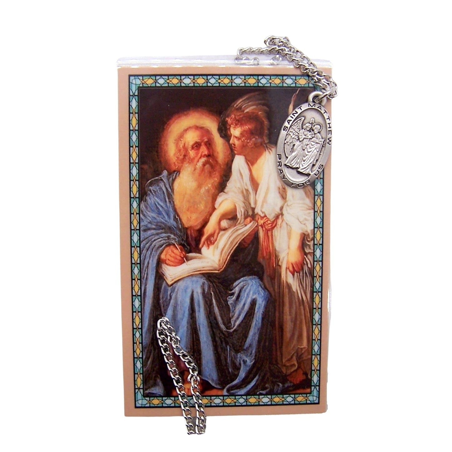 McVan Saint Matthew 1-inch Pewter Medal Pendant with Holy Prayer Card