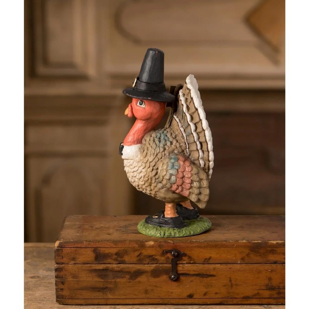 Bethany Lowe Gobble Gobble Turkey Figurine, Resin, Multicolor