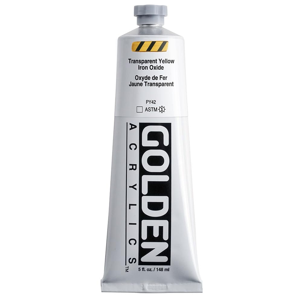 Heavy Body Acrylics by GOLDEN, Transparent Yellow Iron Oxide, 5 fl. oz. Tube, Professional Acrylic Paint, Transparent