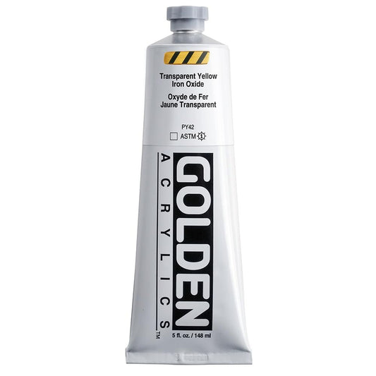 Heavy Body Acrylics by GOLDEN, Transparent Yellow Iron Oxide, 5 fl. oz. Tube, Professional Acrylic Paint, Transparent
