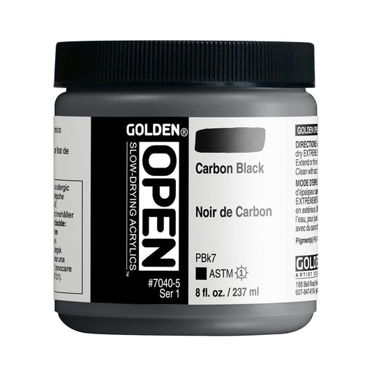 OPEN Slow-Drying Acrylics by GOLDEN, Carbon Black, 8 fl oz. Jar, Professional Acrylic Paint, Opaque