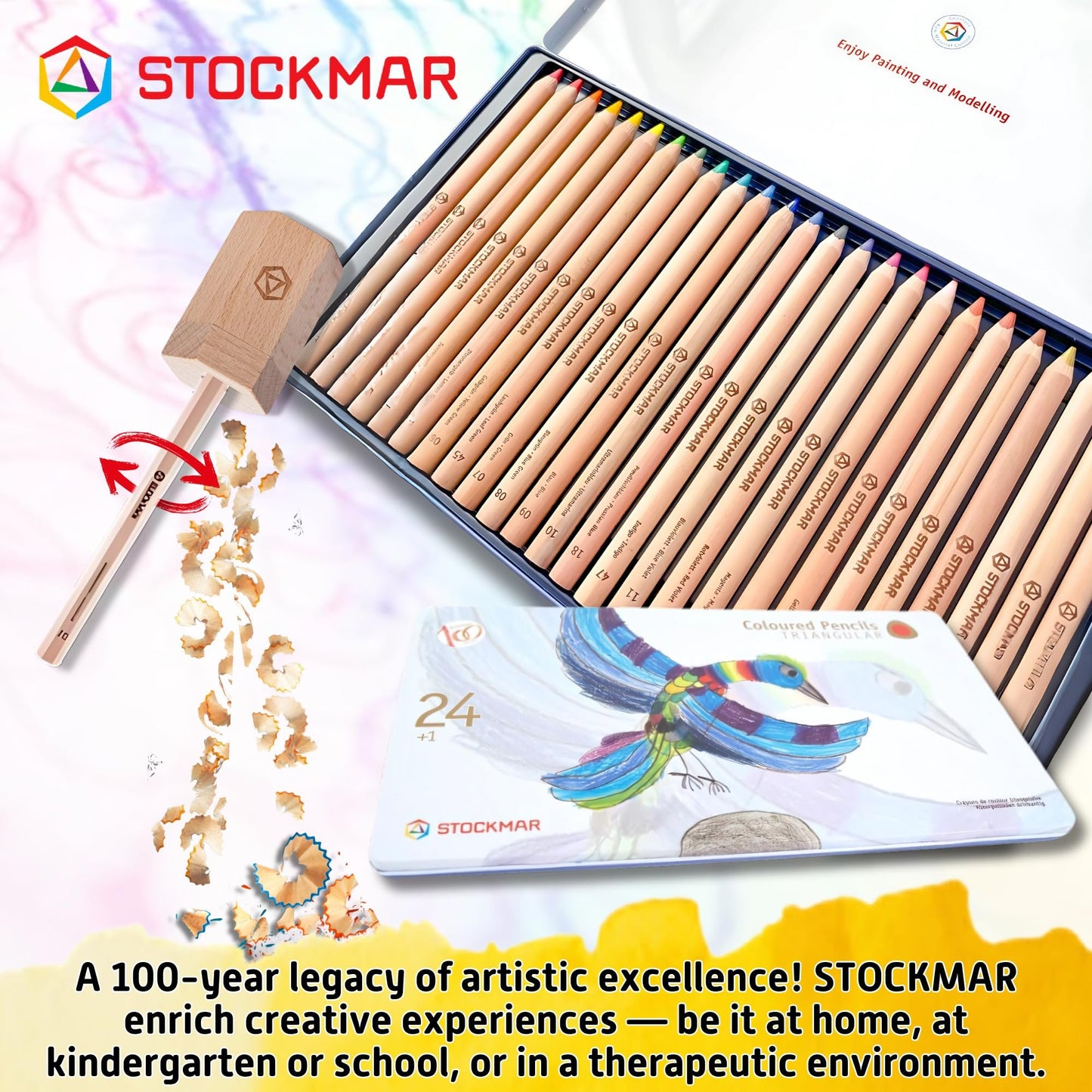 STOCKMAR Triangular Colored Pencils In a Tin Case