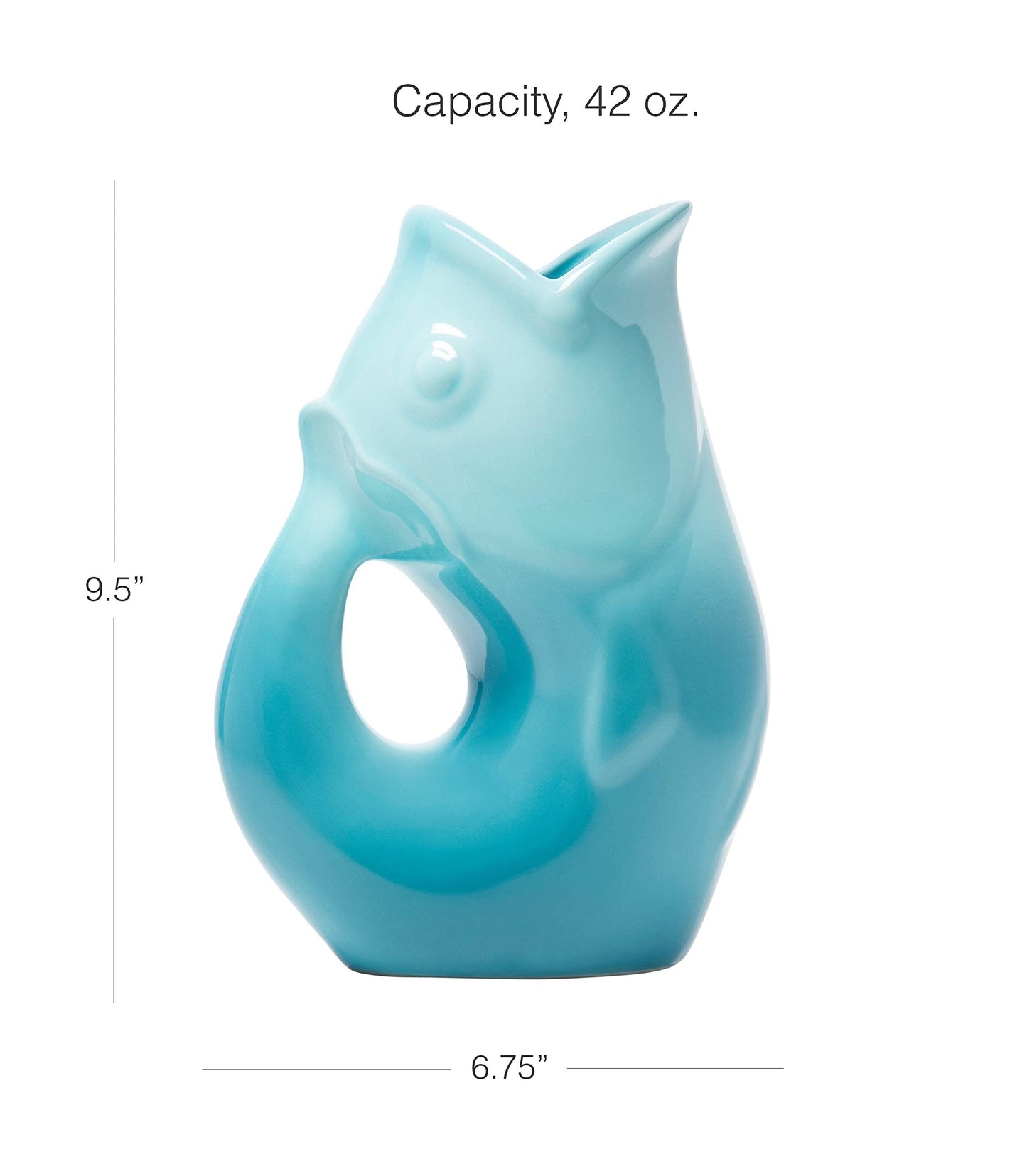 Gurgle Pot Fish Pitcher- Gradient Blue - 42 oz Capacity | Beverage Pitcher | Blue Serving Ware for Parties | Indoor and Outdoor Serveware | Coffee and Dining Room Tables Centerpieces