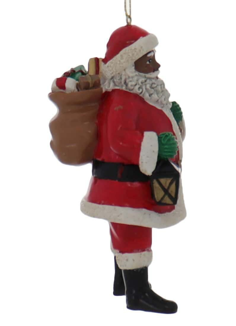 K.A. Kurt Adler, African American (Black) Santa Ornament (Santa with Tree)