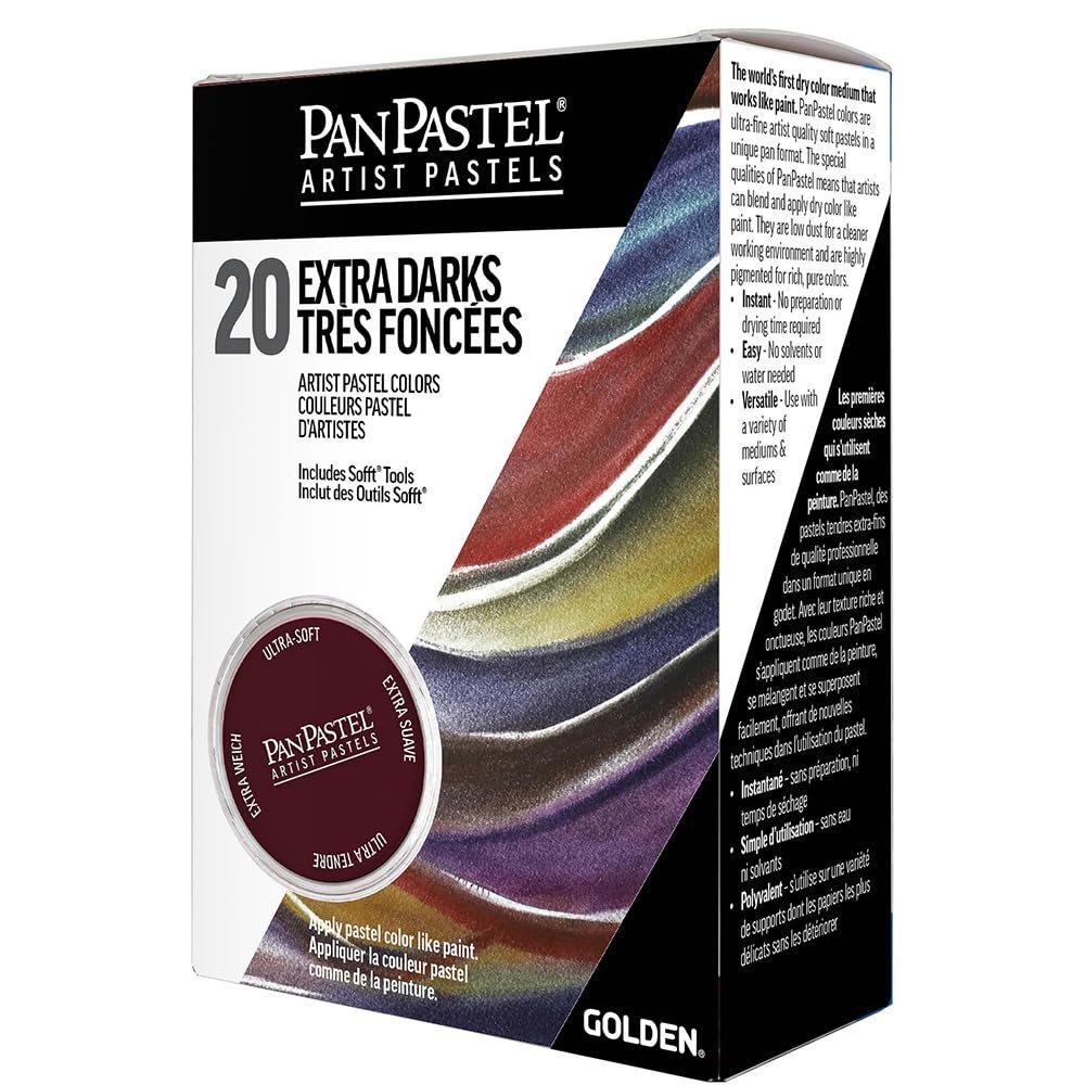 PanPastel Artist Pastels by GOLDEN, Extra Dark Shades Set, 20 Color, Professional Artist Pastels, Unique Pan Format (cake-like)