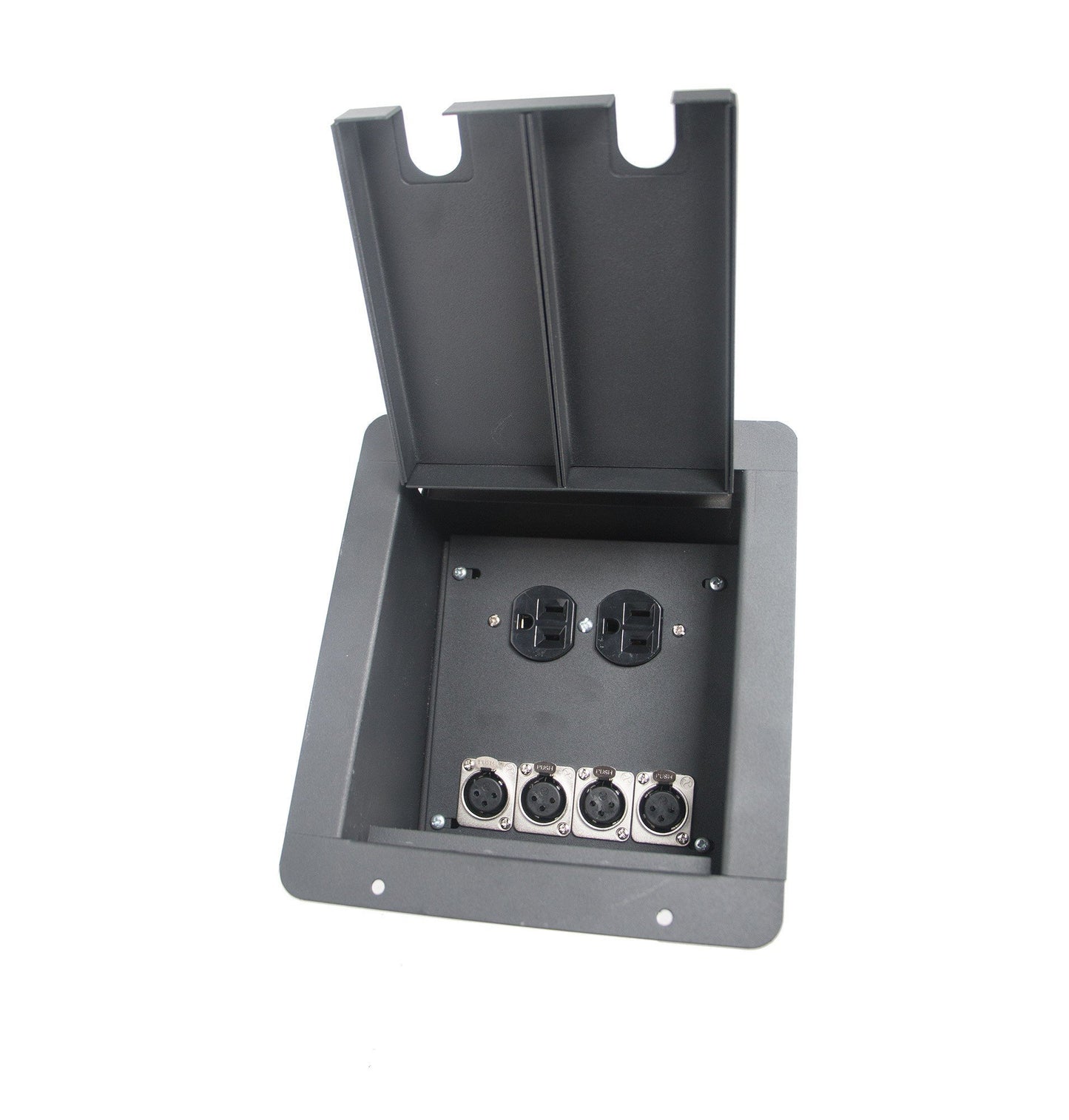 Elite Core FB4 Recessed Floor Box | 4 XLR, 1 Connections, 4-XLRF, Duplex AC