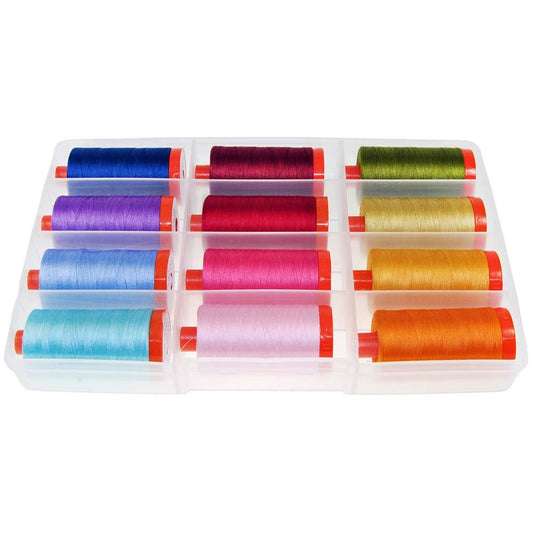 Aurifil Thread Set THE PERFECT BOX OF COLORS By Pat Sloan 50wt Cotton 12 Large (1422 yard) Spools