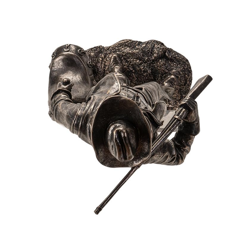 Pacific Giftware Bronze Accent Cowboy Figurine with Rifle Gun and Saddle Western Decor Statue for Home or Office, Detailed Western Statue Decor Piece 17 Inches