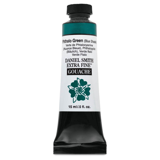 DANIEL SMITH Extra Fine Gouache - Phthalo Green (Blue Shade), 15 ml Tube