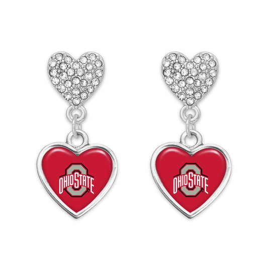 From the Heart Enterprises Ohio State Buckeyes Amara Silver Crystal Earrings Jewelry Gift OSU, Red