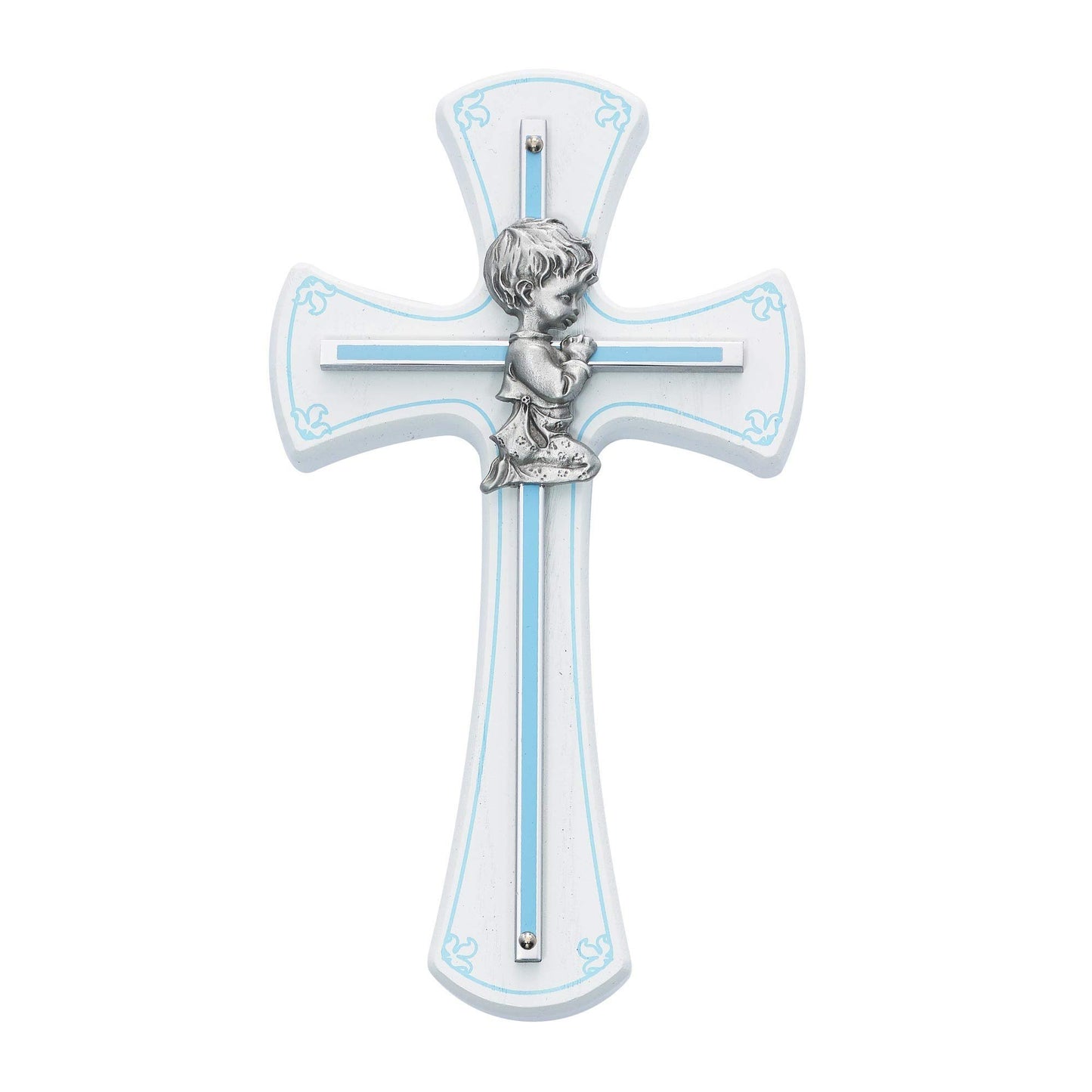 McVan Inc. 7" Boy Cross On White Wood - Décor Gift Religious 73-10-MCVAN