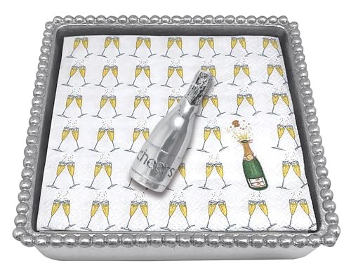 Mariposa Champagne Beaded Napkin Box