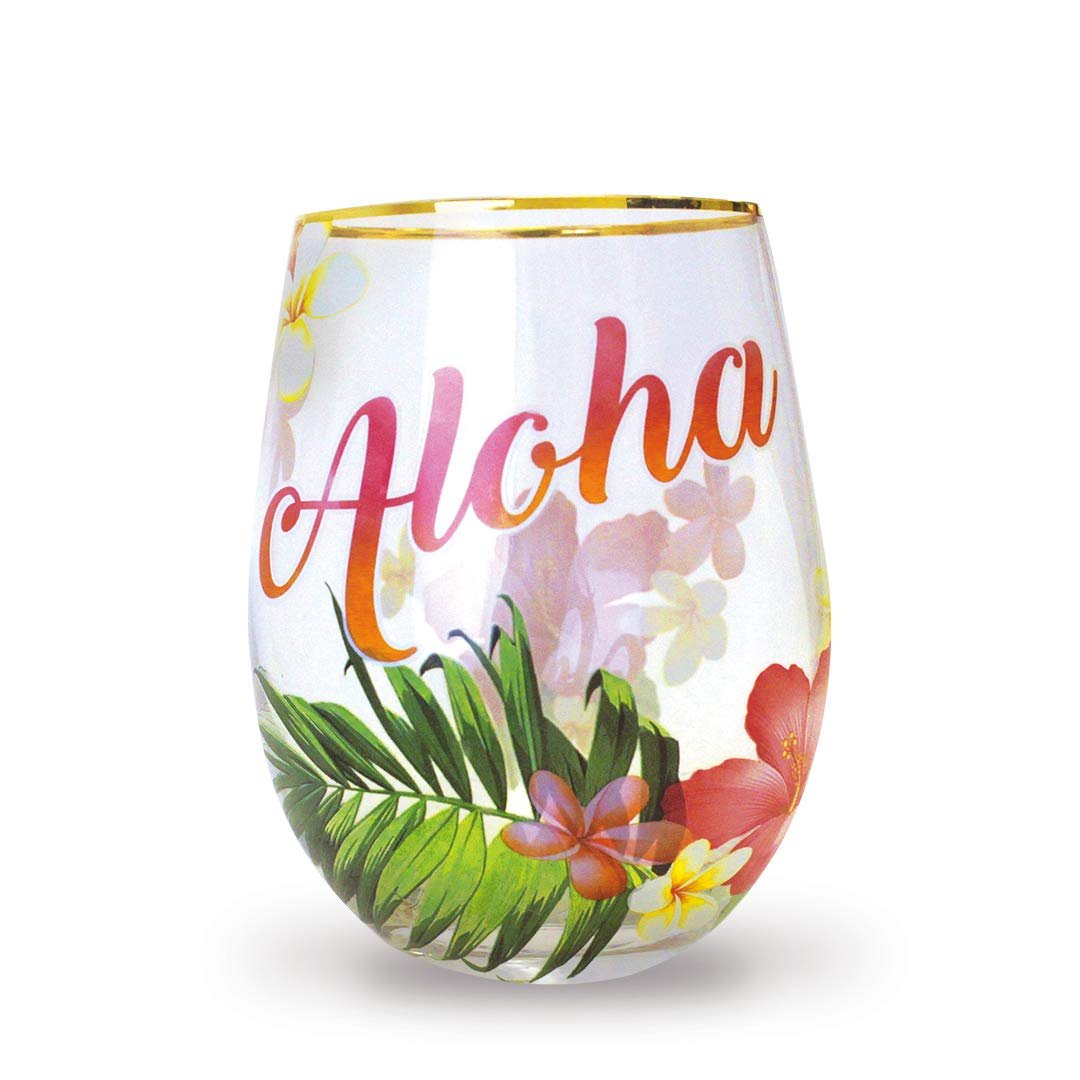 Island Heritage Hawaiian Coastal Glassware Stemless Wine Glass