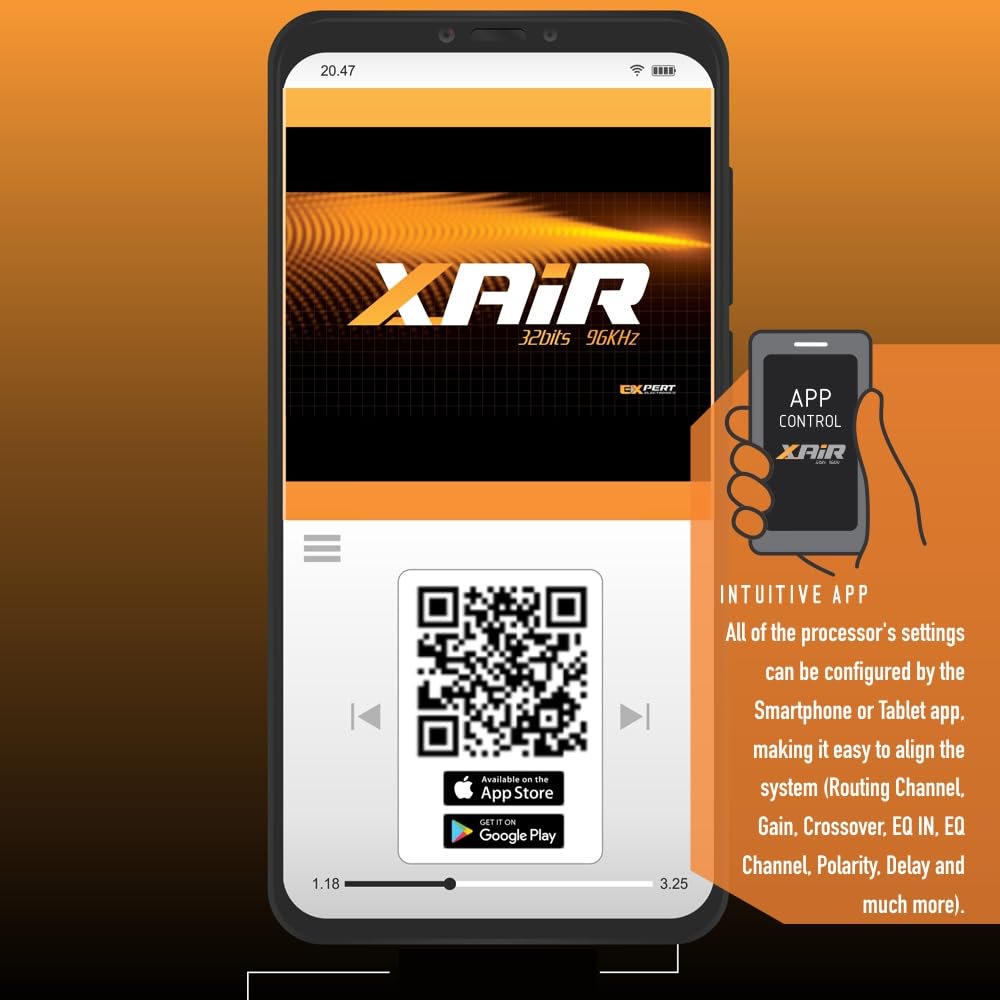 Banda Audioparts X AIR Series Digital Signal Processor, 32bit/96khz, Bluetooth and APP Control, 19 Band EQ, 2 Input
