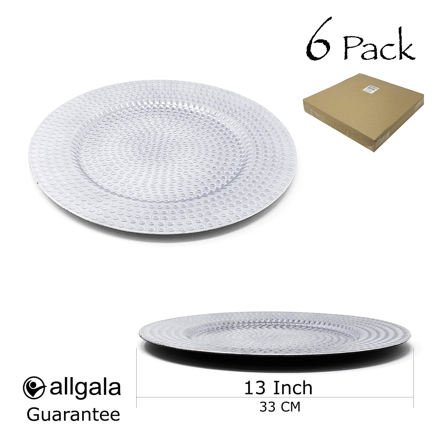 allgala Heavy Quality Round Charger Plates - Elegant Gold Chargers for Dinner Plates