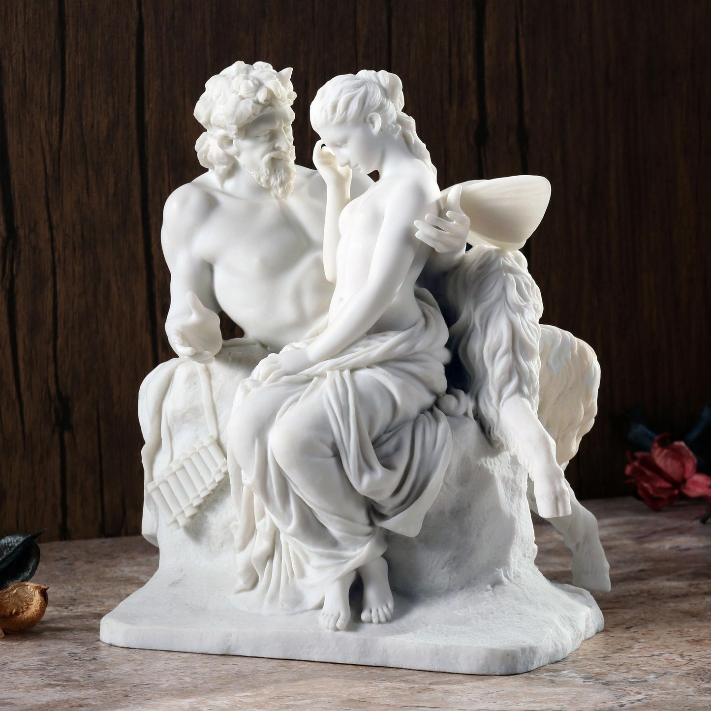 Veronese Design 9 Inch Pan Comforting Psyche Resin Sculpture Classic Marble White Finish