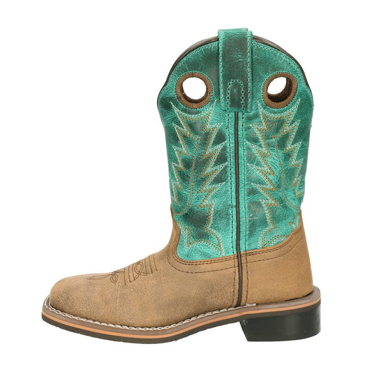 Smoky Mountain Boots Kids' Jesse Western Boot, Big Kid, Brown Distress/Turquoise, Medium, Size 3.5 US