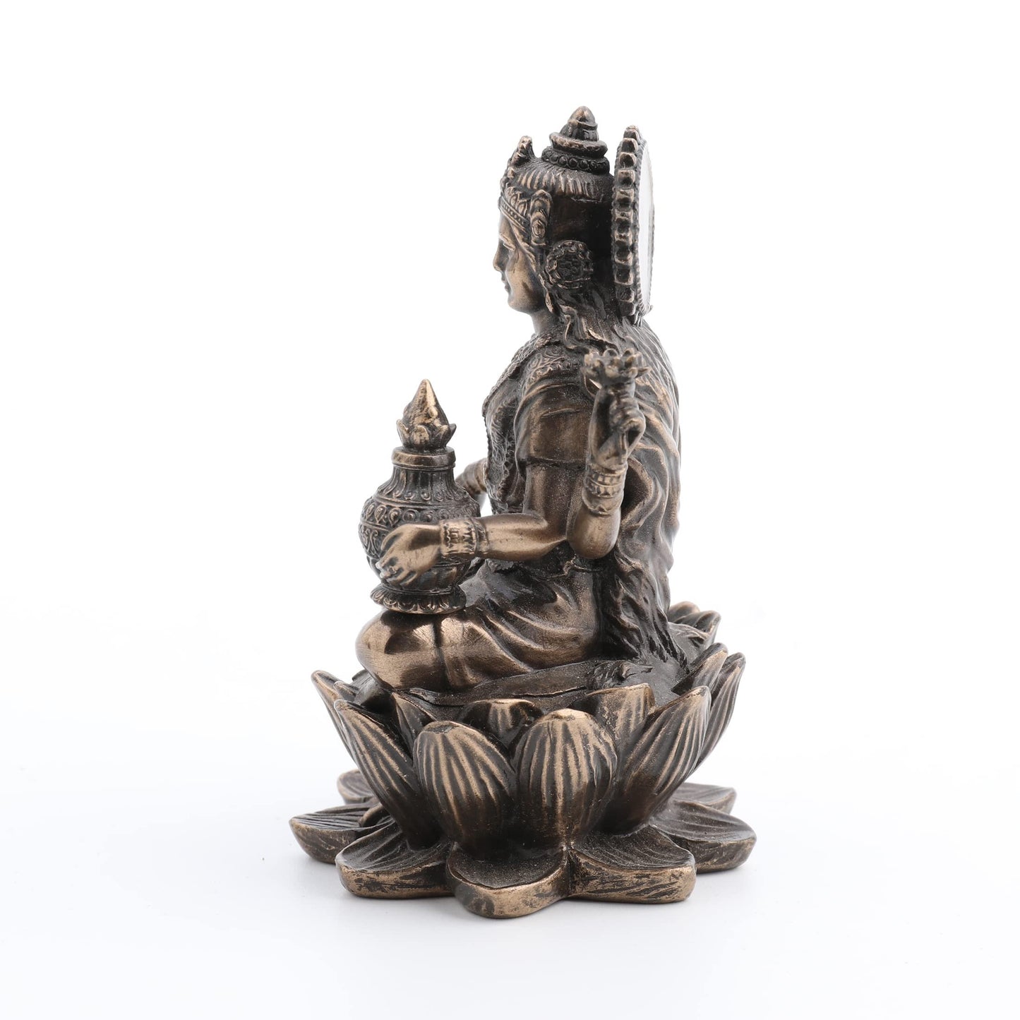 Veronese Design 3.3" Hindu God Lakshmi Sitting On Lotus Resin Figurine Bronze Finish