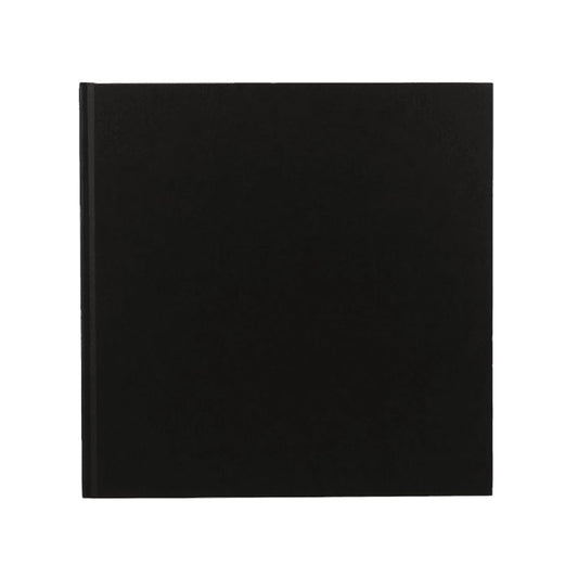 Jumbo Square & Chunky Black Cloth Sketchbook - 25 X 25 cm - 140 GSM All-Media Cartridge White Paper - 95 Square Sheets Ideal for Pencils, Pens, Light Washes