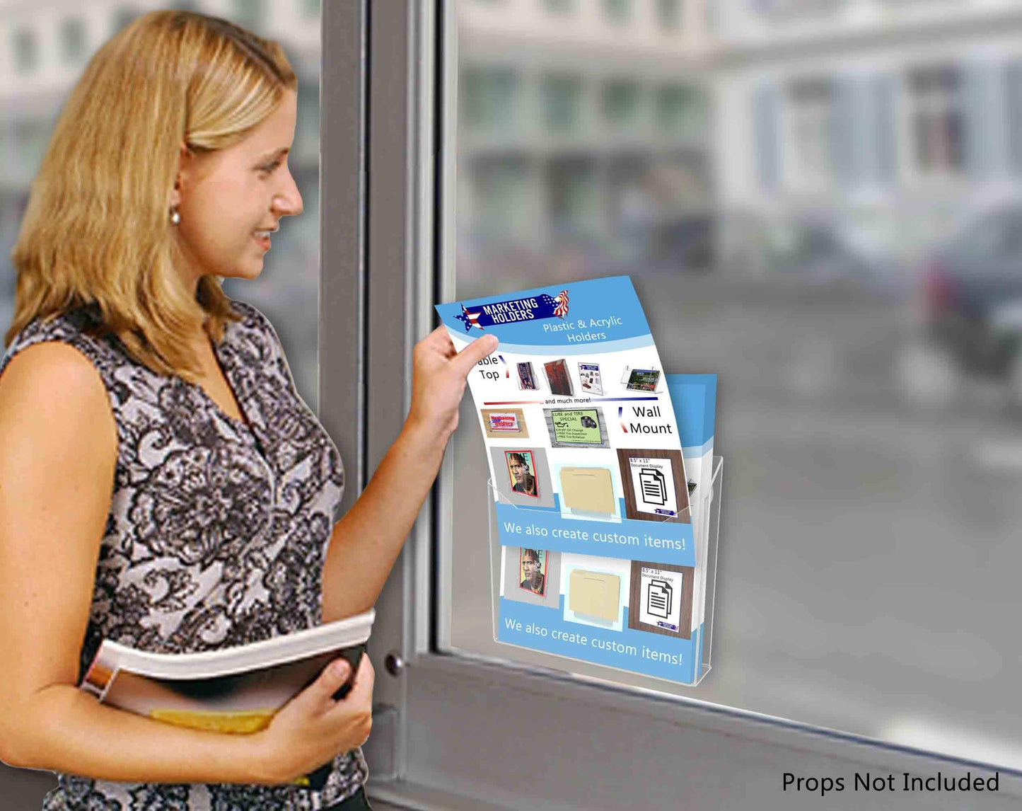 Suction Cup 8.5" Flyer Organizer Rack Literature Holder Catalog Display Durable Clear Acrylic Window or Glass Mount by Marketing Holders