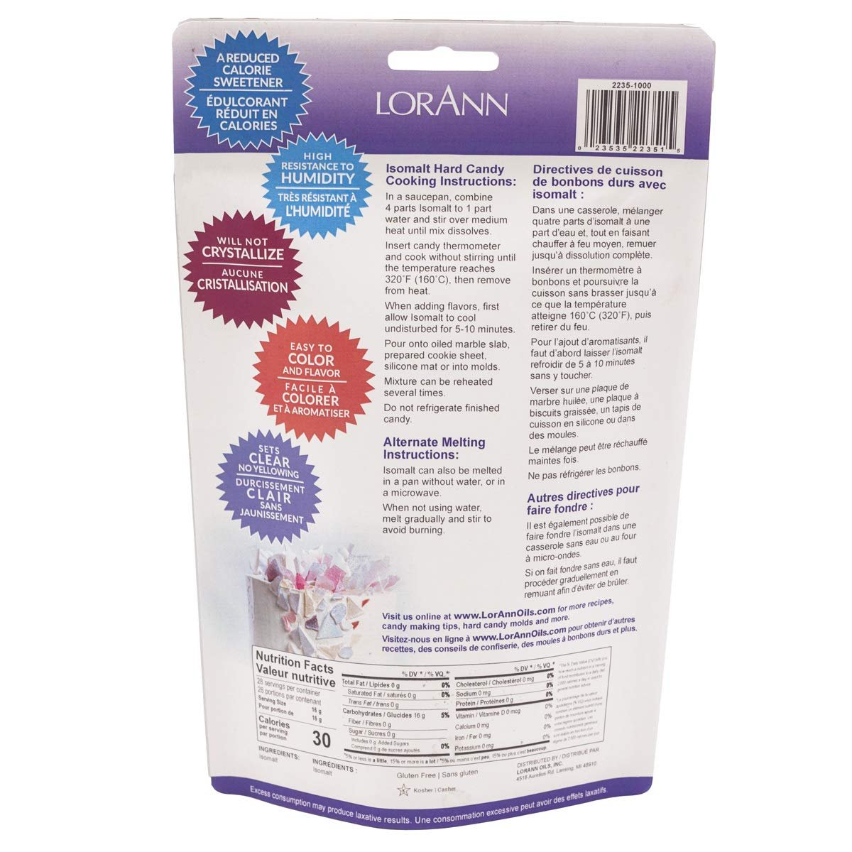 LorAnn Oils Isomalt Sugar Substitute (Granular) - Sugar Substitute for Baking, 1 lb - Isomalt Ready To Use - Clear & Non-Crystallizing, Formulated For Decorative Accents & Sugar Art - 1 Lb Bag