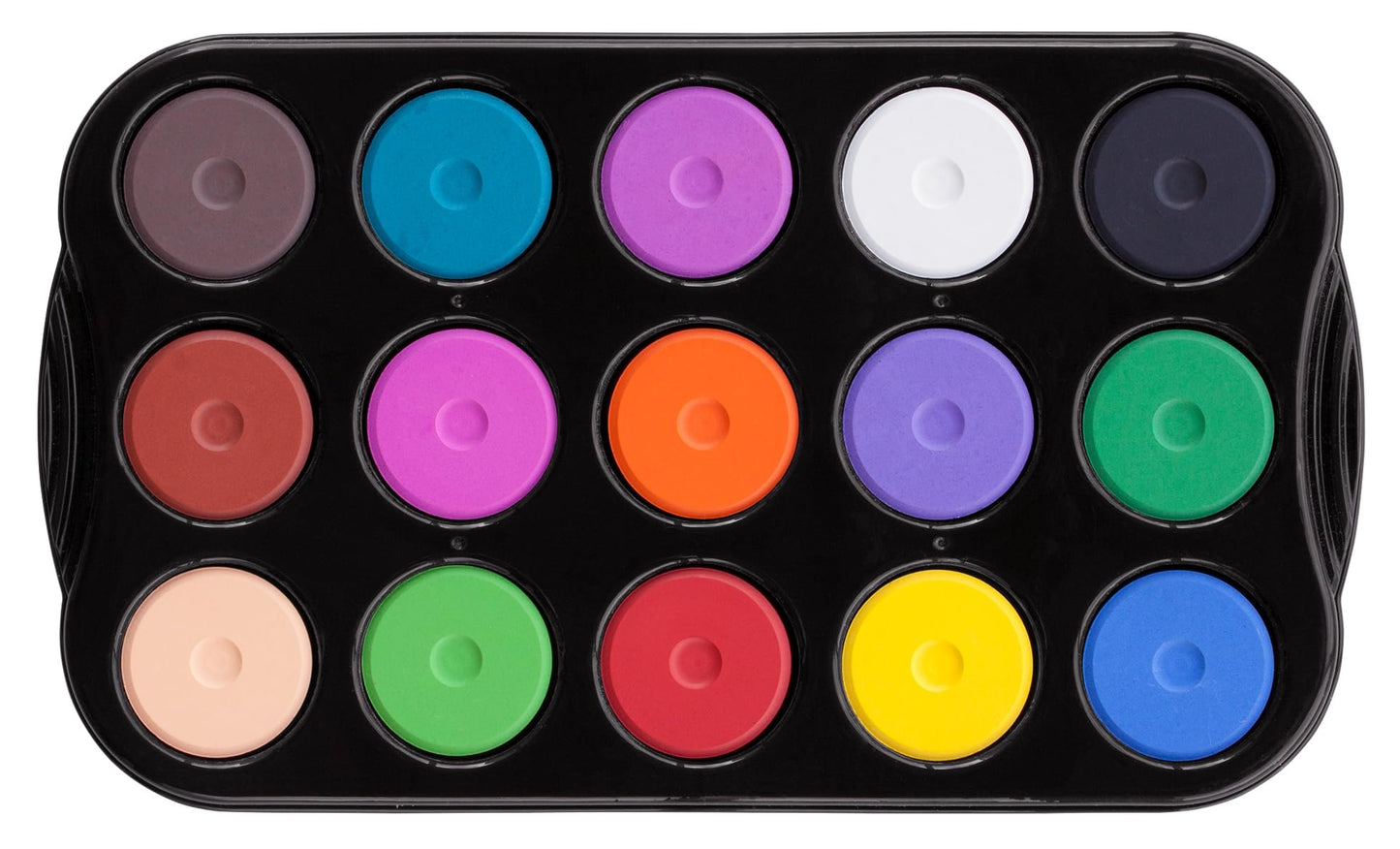 Jack Richeson Mini Tempera Cakes with Tray, Assorted Colors, Set of 15
