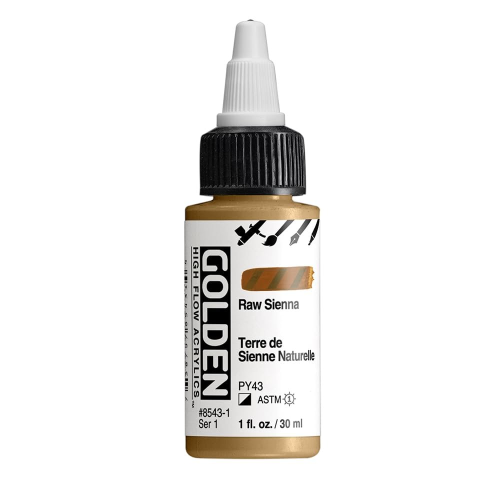 High Flow Acrylics by GOLDEN, Raw Sienna, 1 fl. oz. Bottle, Professional Acrylic Paint, Semi-Opaque