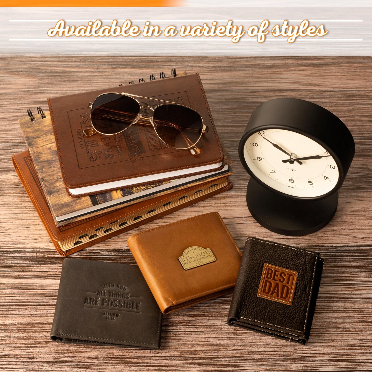 Christian Art Gifts Genuine Premium Full Grain Leather RFID Blocking Silver Engraved Cross Wallet for Men: Multi Pocket Billfold w/Removable ID Window Accessory for Credit Cards, Bills, Photos, Black