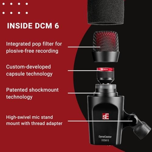 SE Electronics DCM6 Dynacaster DCM 6 Broadcast Microphone, Black