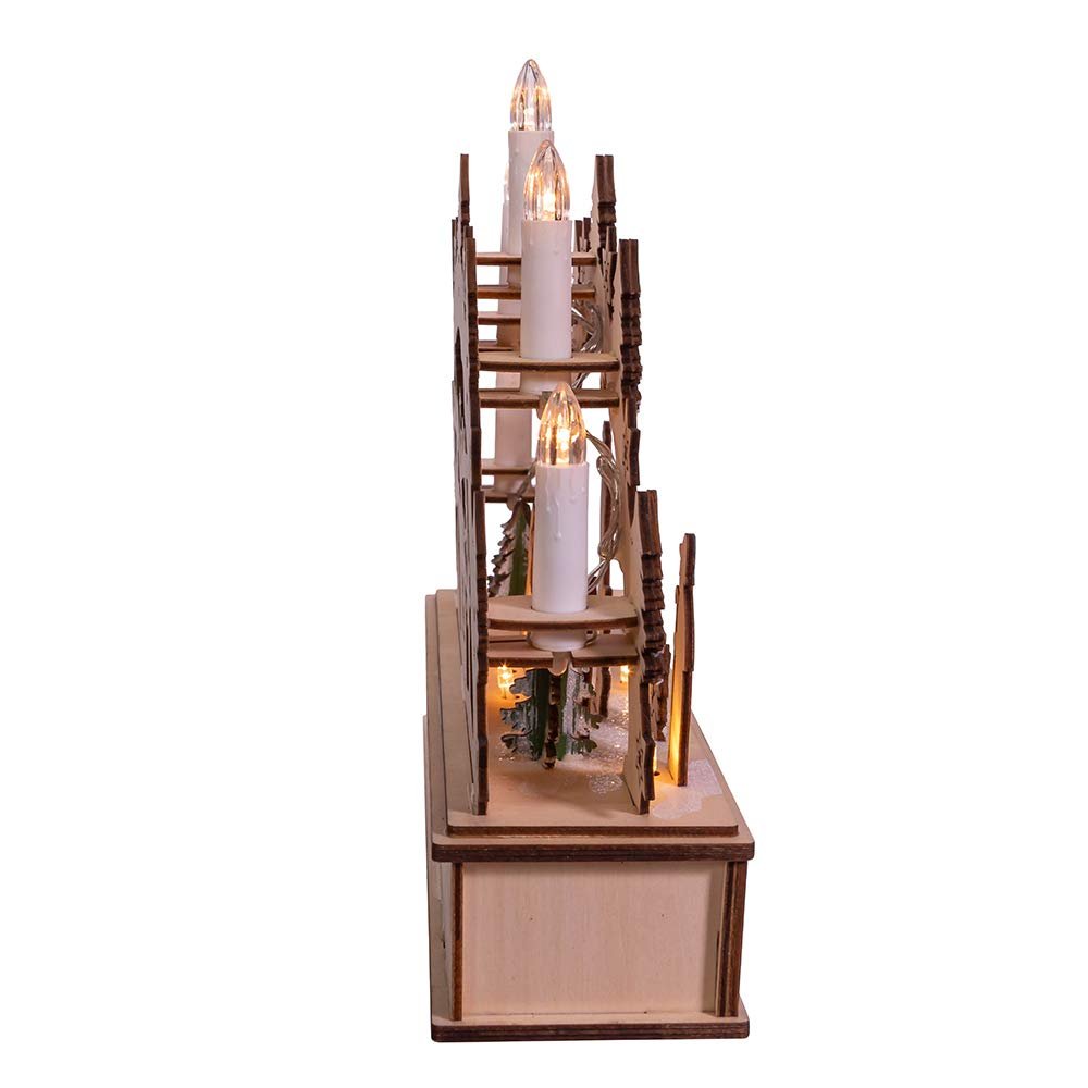 Kurt S. Adler 11-Inch Battery-Operated Light-Up Wooden Nativity Scene with Candles