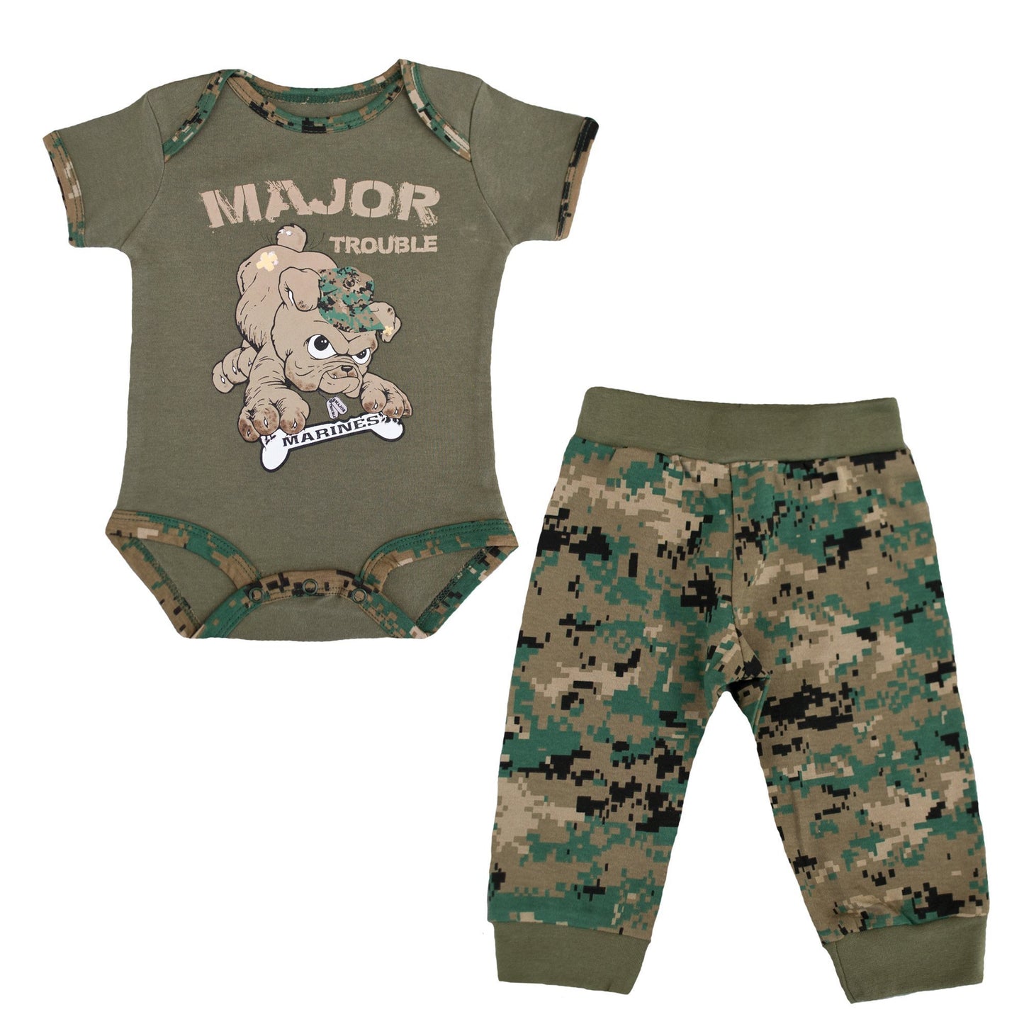 Marine 2 Pc Major Trouble Woodland Bodysuit and Pant Set