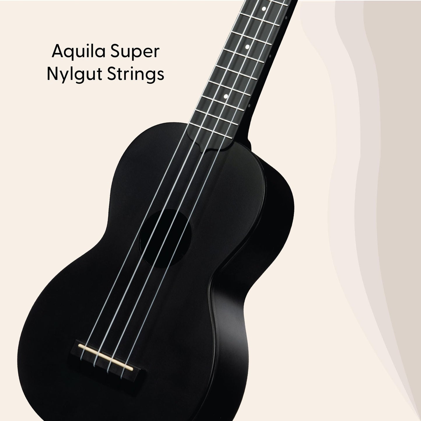 Kala Brand Music Co. The Waterman Beach Collection, 4-String Ukulele, Right, Black Sand, Soprano (KA-WMS-BK-S)