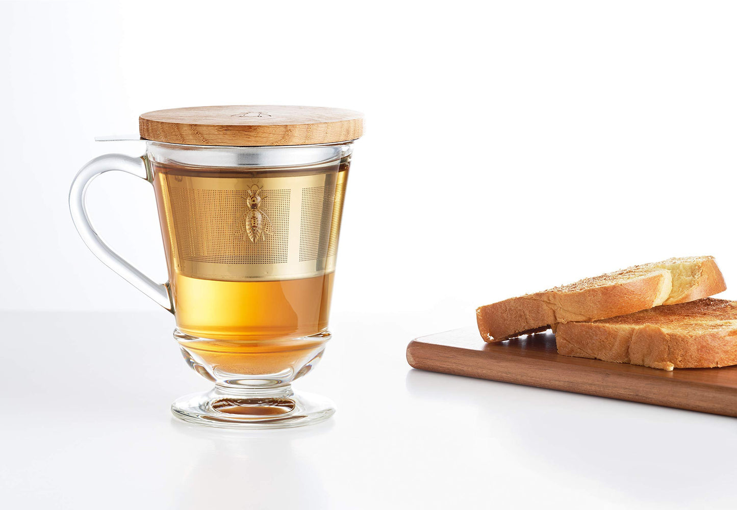 La Rochere Napoleon Bee Tea Cup with Infuser and Lid — Stylish Tea Cups for Any Occasion – Vintage Glassware (9.oz)