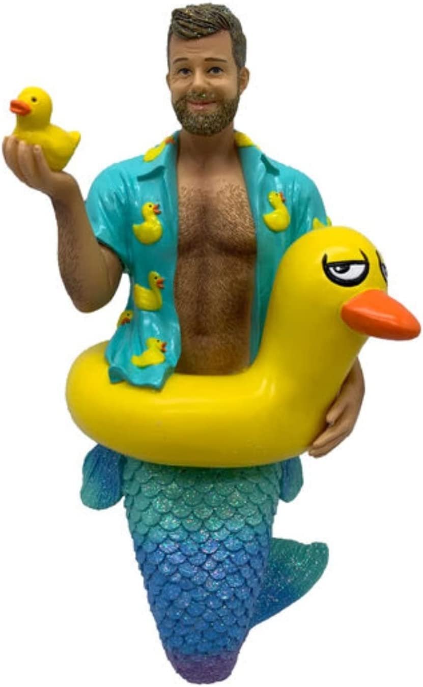 December Diamonds 55-55401 Daddy Duckie Merman Resin Ornament 7 Inches