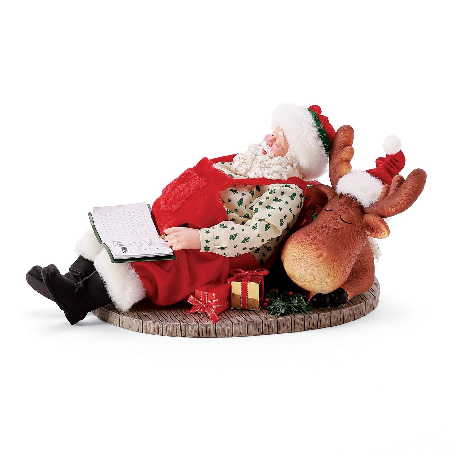 Department 56 Possible Dreams Christmas Traditions Santa Moose Snooze Animated Snoring Figurine, 6.75 Inch, Multicolor
