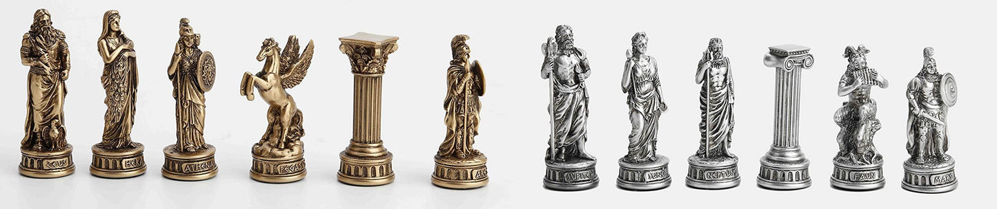 Veronese Design Greek and Roman God 32 Pieces Chess Set Resin Statue Hand Painted Figurine
