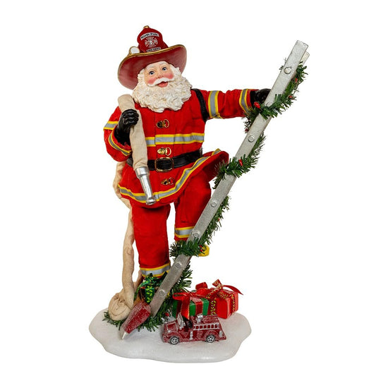 Kurt Adler 11.5-inch Fabriché™ Fireman Santa On Ladder