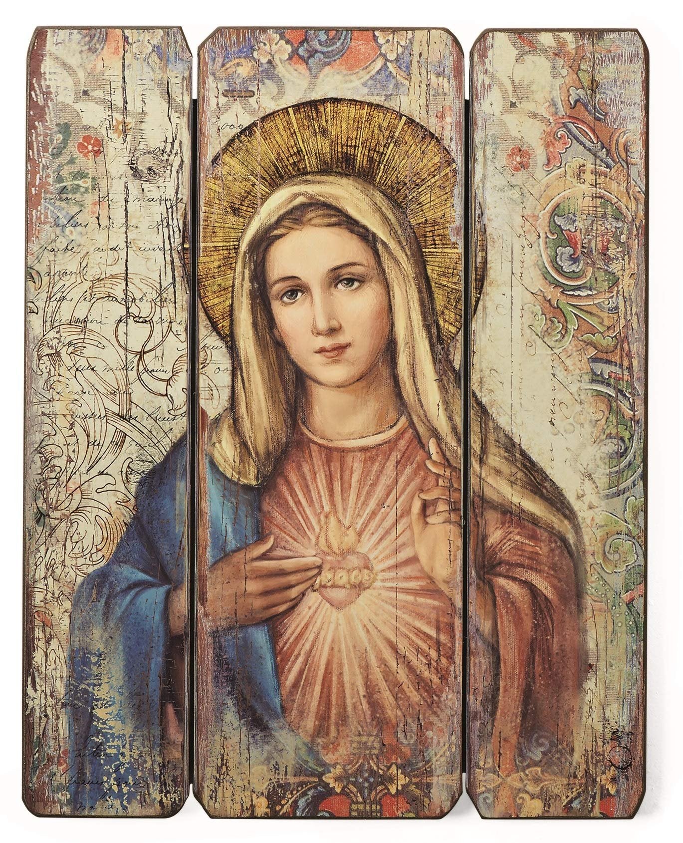 Joseph's Studio by Roman - Immaculate Heart Decorative Panel, 15" H, Courageous Panels, Medium Density Fiberboard, Home Decor, Religious, Giftware, Decorative, Beautiful Detail