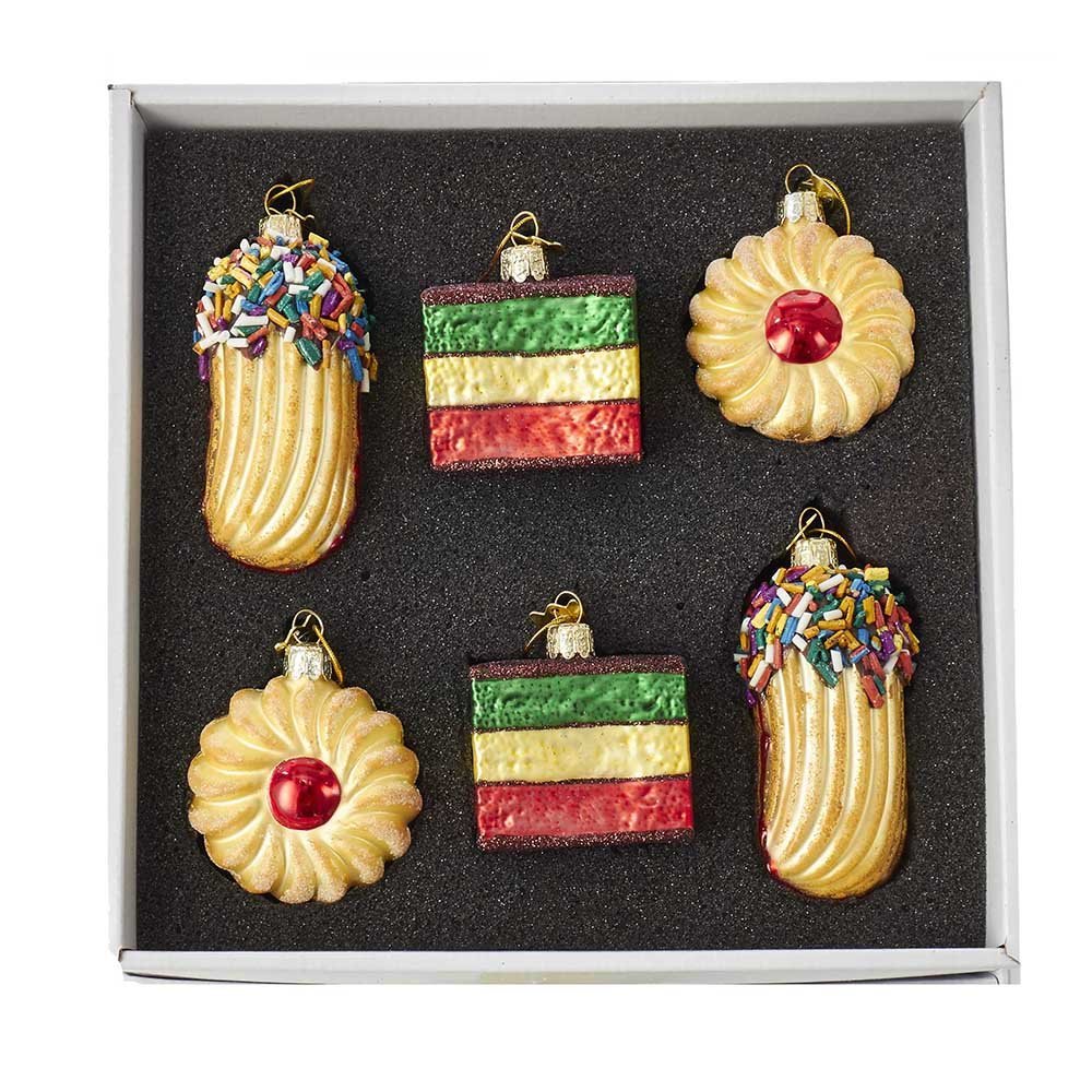 Kurt Adler 2-Inch - 3-Inch Noble Gems Glass 6-Piece Cookie Ornament Set