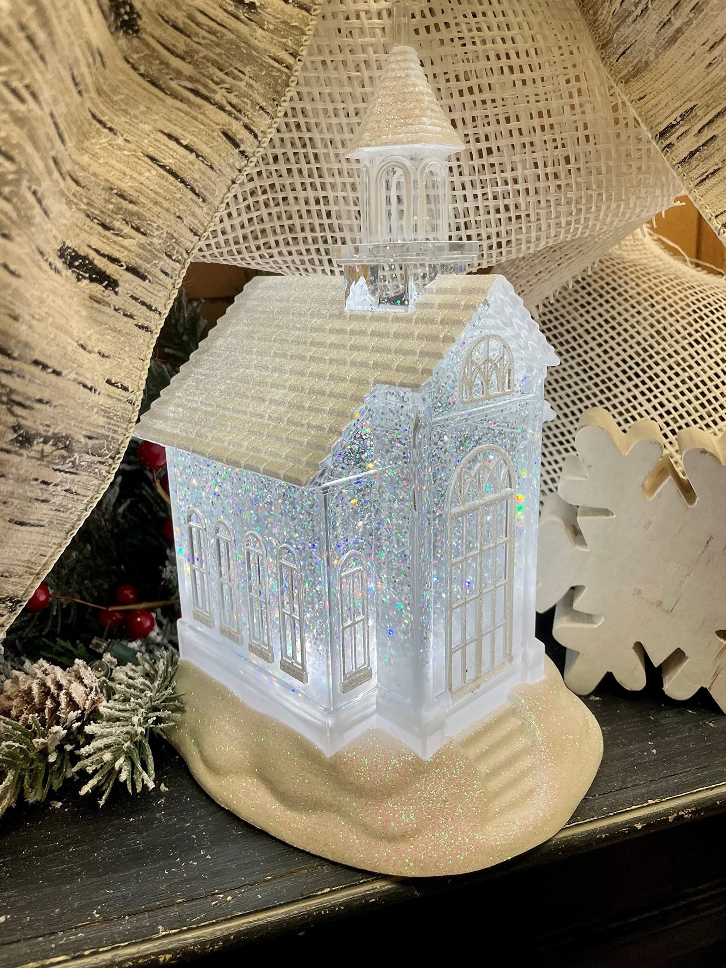 RAZ Imports 07956-10.5in Battery Operated Water Filled (Batteries not Included) (10.5in LIGHTED CHURCH LANTERN (3919039))