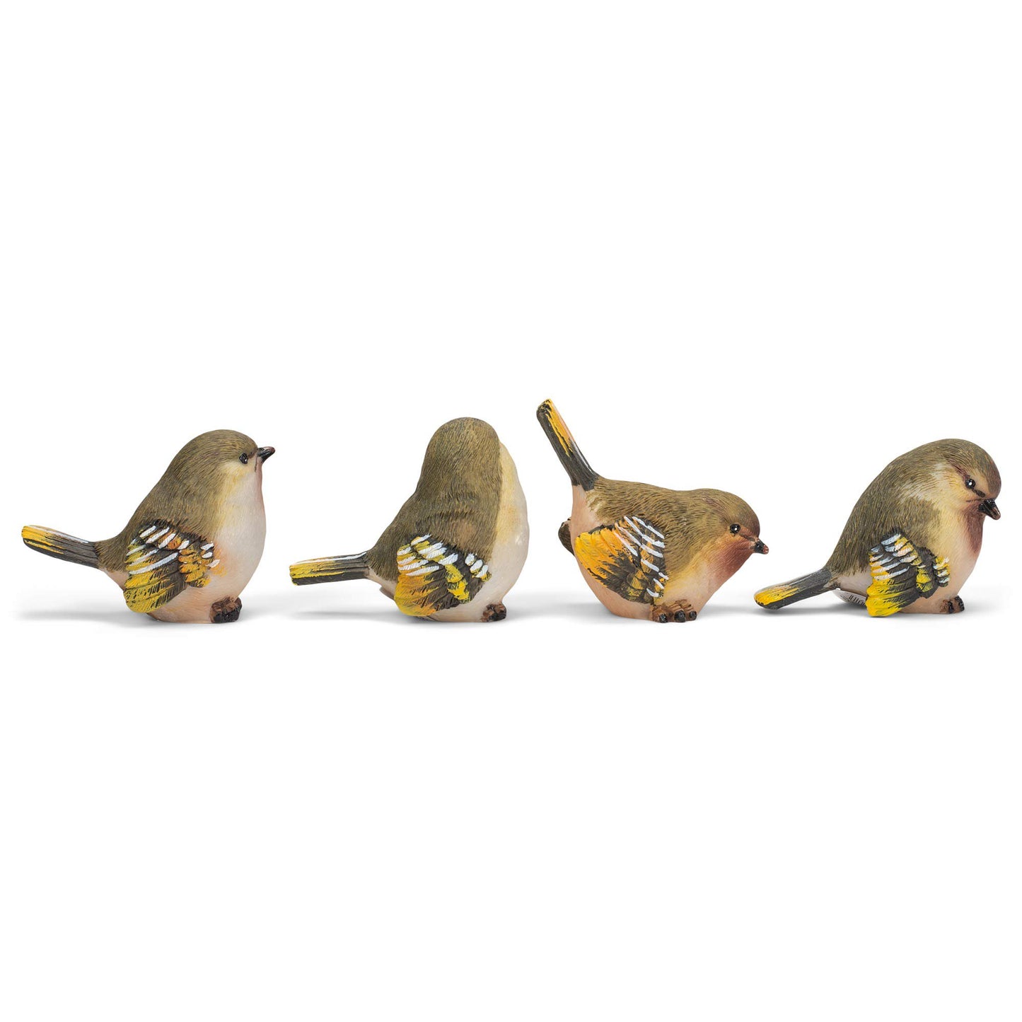 RAZ Imports Striped Wing Bird 2.5 x 2.25 inch Resin Decorative Tabletop Figurine Set of 4, Sage Green