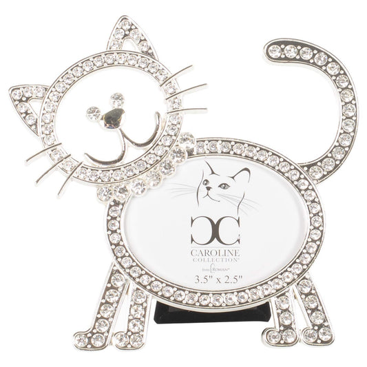 Cat Outline Silver Tone 6 x 6 Zinc Alloy Metal Wall and Tabletop Frame