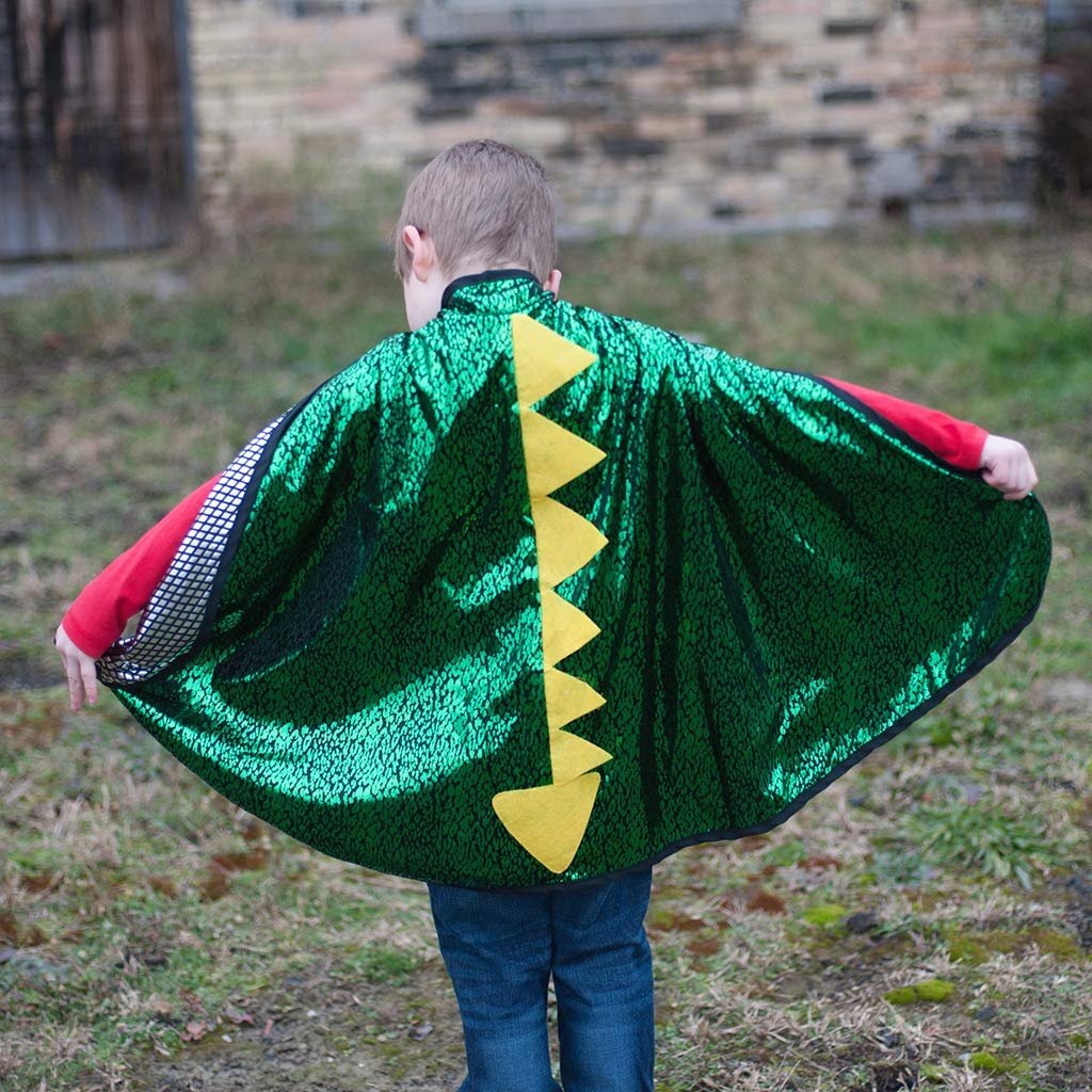 Great Pretenders Reversible Dragon/Knight Cape for Kids, S/M | 2-in-1 Costume for Imaginative Play