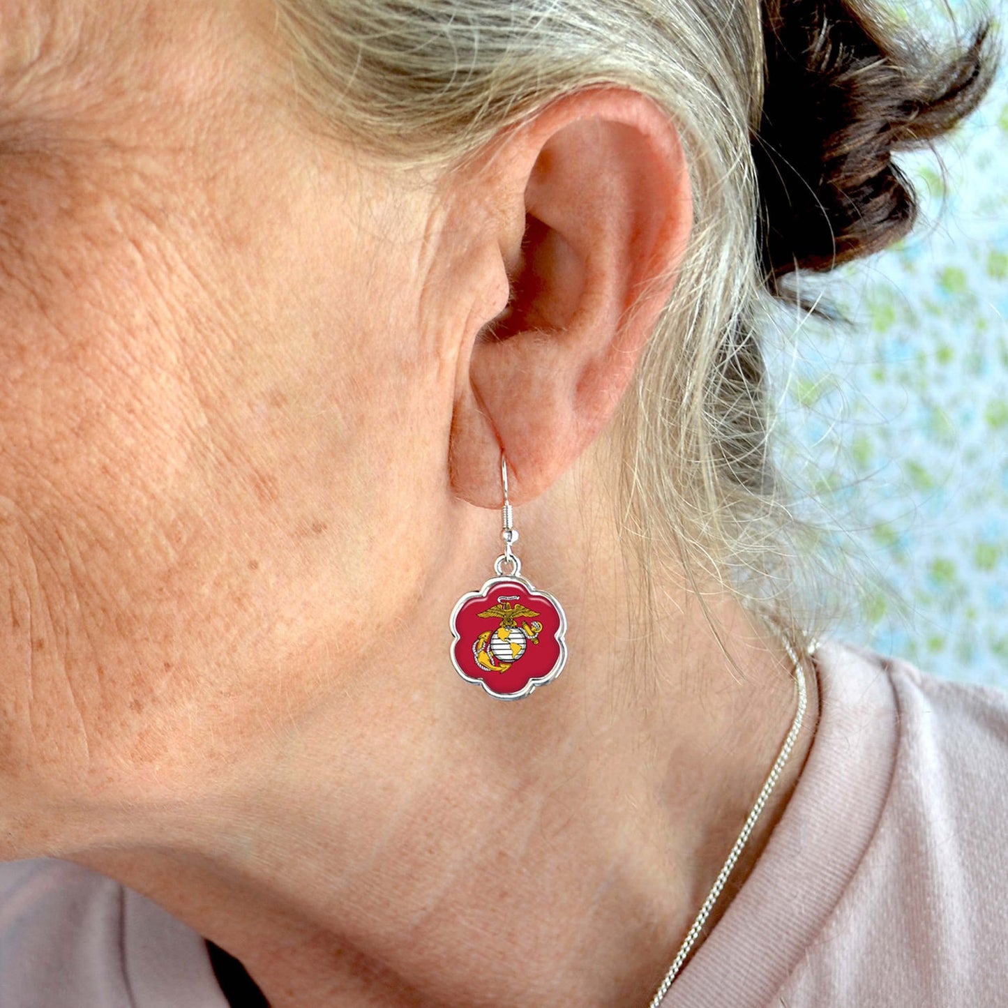 U.S. Marines Hazel Silver Earrings Jewelry Gift USMC