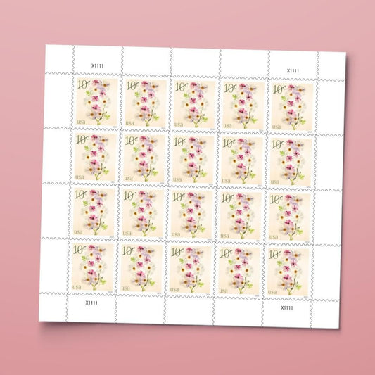 Poppies and Coneflowers 2024 10-Cent (Sheet of 20) Ten-Cent Denominated Mail-use Additional Postage Stamps