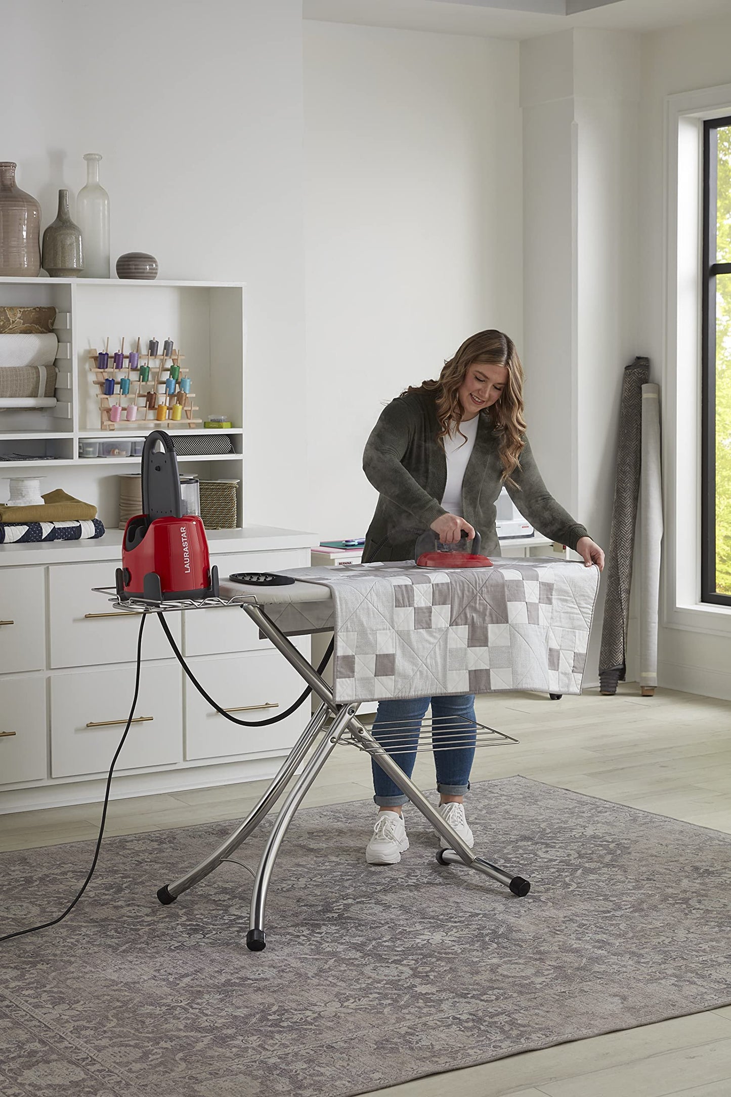 Laurastar Lift Steam Iron in Original Red: Swiss Engineered 3-in-1 Steam Generator that Irons, Steams, and Purifies Your Clothes