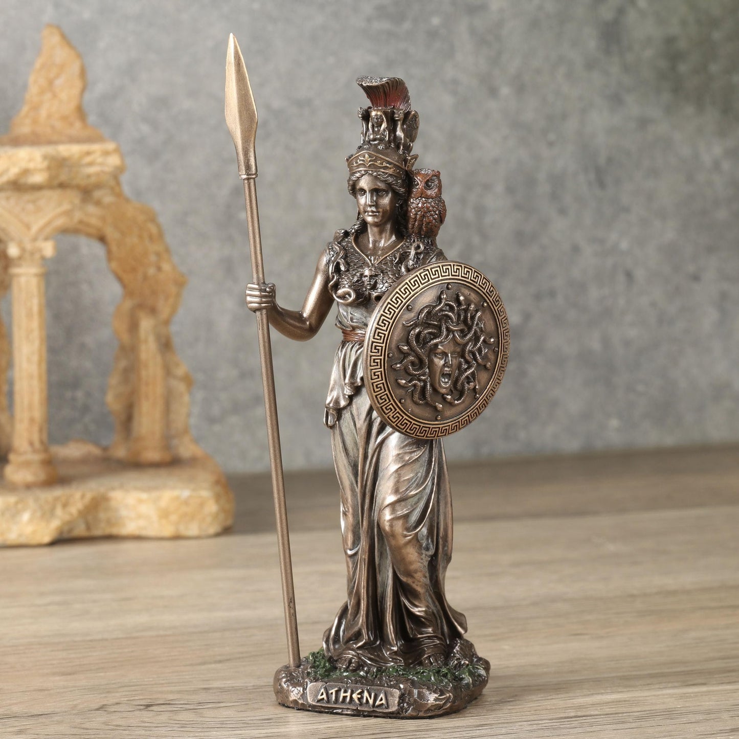 Veronese Design 6 1/2 Athena The Greek Goddess of Wisdom Resin Sculpture Cold Cast Bronze Finish